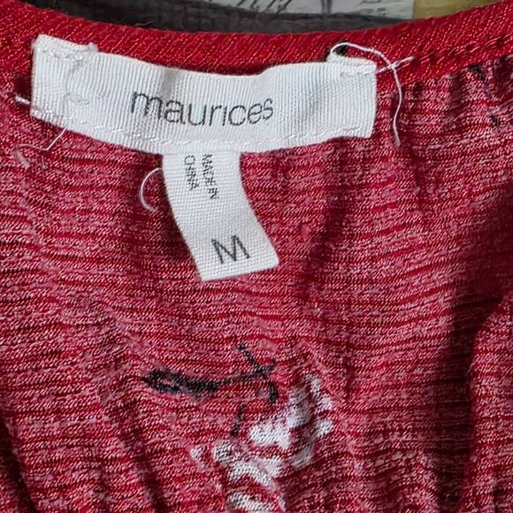 Maurices Red Floral Sleeveless Peasant Top M - Picture 4 of 5